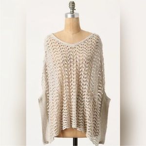 Anthropologie Sparrow linen blend crochet open knit Brizo poncho shimmer, sz S/M